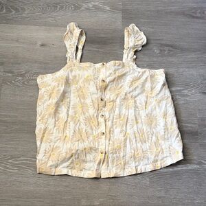 Torrid Cream and Yellow Floral Button-Up Blouse